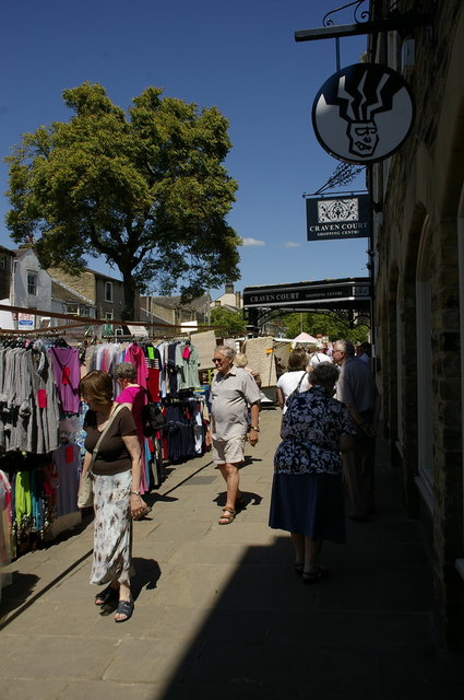 Market stalls on Skipton High Street
